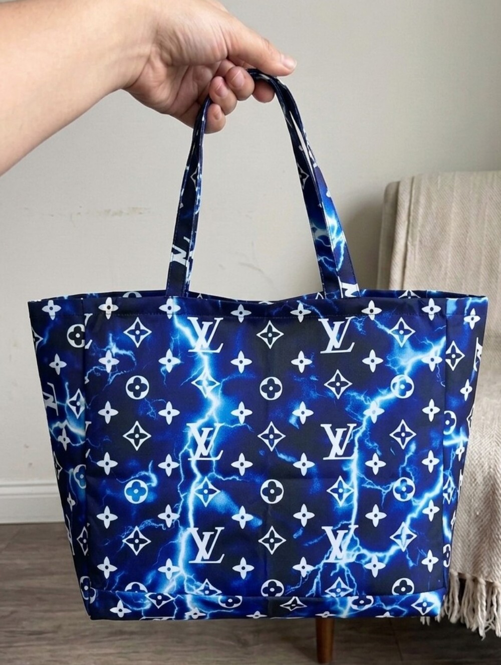 Asylum Blue Monogram Camo Tote Bag Carry Bag
